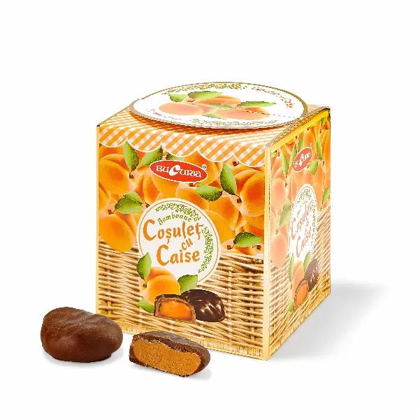 Конфеты глазированные шоколадной глазурью "Coșuleț cu caise"